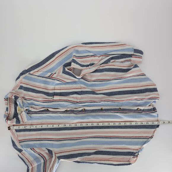 Anthropologie Maeve Chatham Striped Button Down Linen Blend Shirt - Size M - GUC - Picture 9 of 12